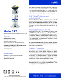 Thumbnail of document Data Sheet - 227 Ultra High Purity Pressure Transducer